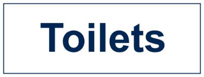 Sign - Toilets Self Adhesive Vinyl 30 x 10cm Blue On White