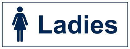 Sign - Ladies (Toilets) Self Adhesive Vinyl 30 x 10cm Blue On White