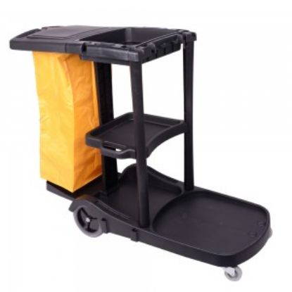 Cleaning Trolley With Orange Vinyl Refuge Bag On Castors