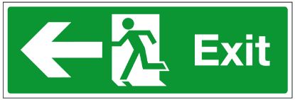 Sign - Exit Left Self Adhesive Vinyl 30 x 10cm White On Green