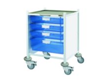 Trolley Clinical Vista 40 (Sunflower) 3 Single/1 Double Blue Trays