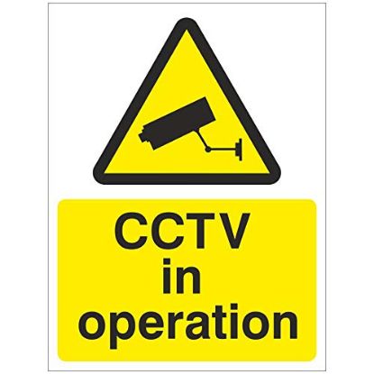 Sign - Cctv S/A Vinyl 150mm x 200mm Black On Yellow