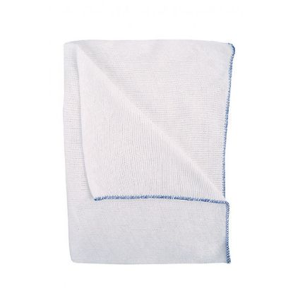 Dish Cloth Bleached Cotton 16" x 10"  (Various Coloured Edges)  x 10